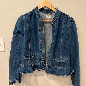 Ruffle crop denim jacket
